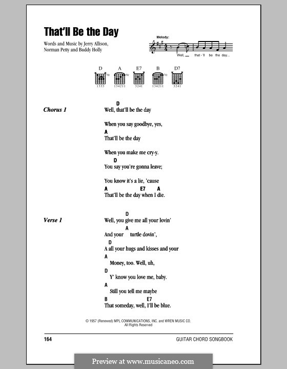 That'll Be the Day: Letras e Acordes by Buddy Holly, Jerry Allison, Norman Petty