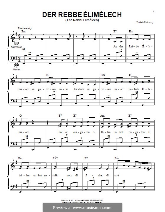 Der Rebbe Elimelech (The Rabbi Elimelech): para acordeão by folklore