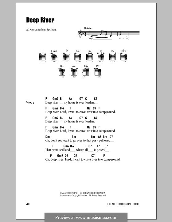 Deep River: Letras e Acordes by folklore