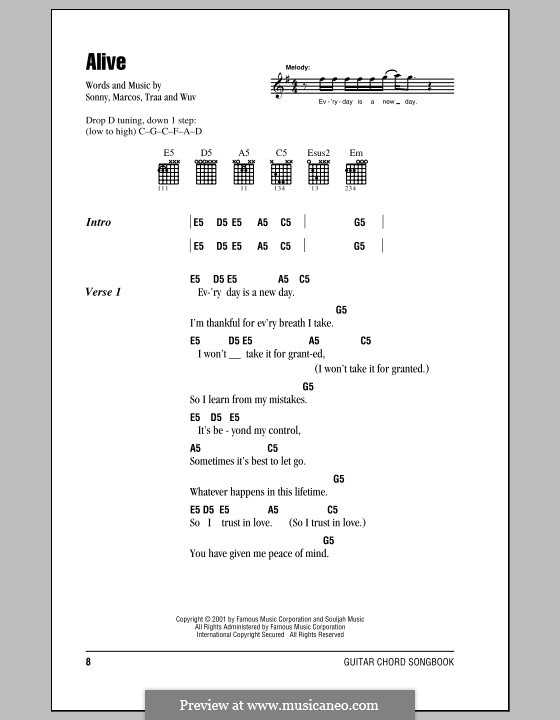 Alive (P.O.D.): Letras e Acordes by Sonny Sandoval, Traa Daniels, Wuv Bernardo, Marcos Curiel