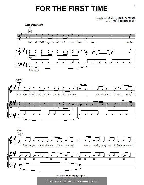 For the First Time (The Script): Para vocais e piano (ou Guitarra) by Danny O'Donoghue, Mark Sheehan