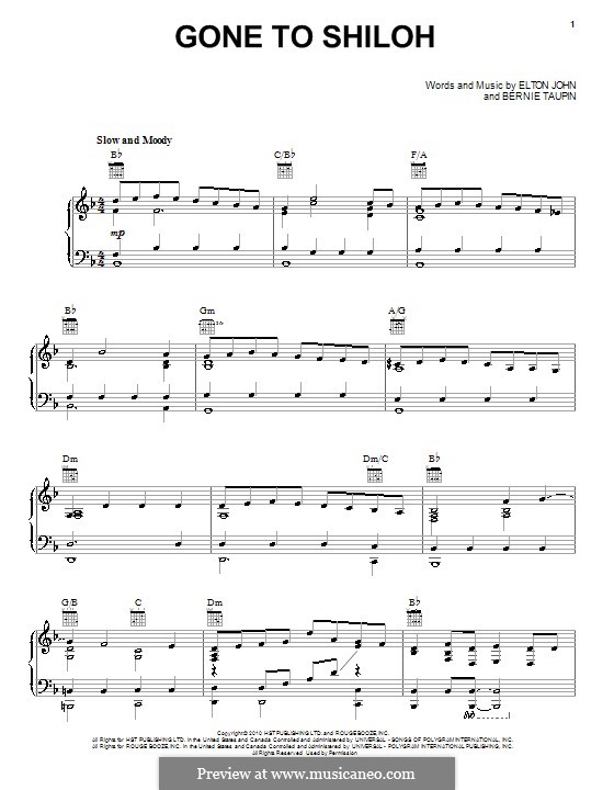 Gone to Shiloh: Para vocais e piano (ou Guitarra) by Elton John
