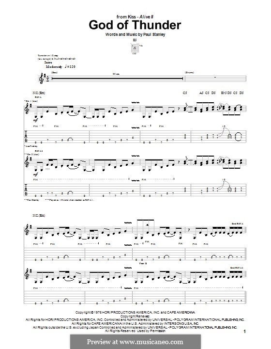 God of Thunder (KISS): Para guitarra com guia by Paul Stanley