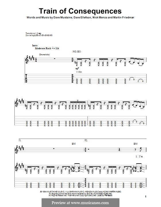 Train of Consequences (Megadeth): Para guitarra com guia by Dave Ellefson, Dave Mustaine, Martin Friedman, Nick Menza