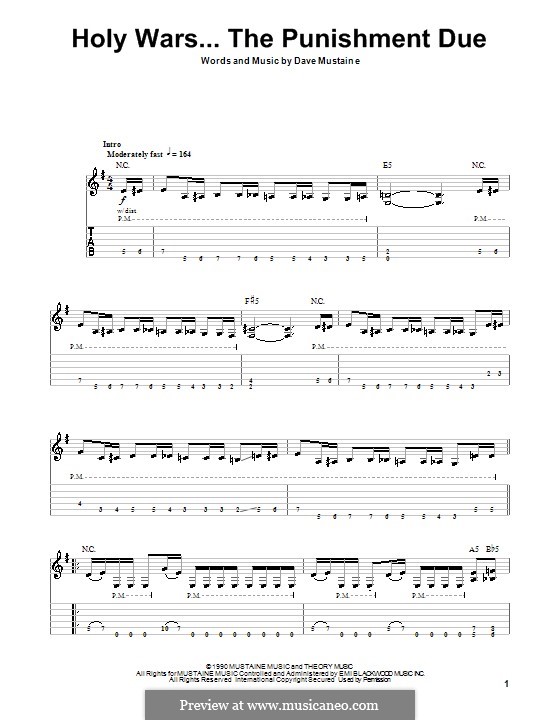 Holy Wars...The Punishment Due (Megadeth): Para guitarra com guia by Dave Mustaine