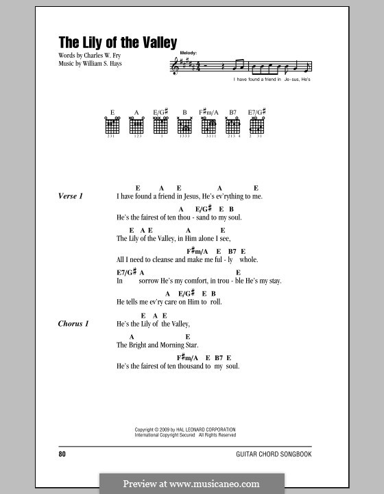 The Lily of the Valley: Letras e Acordes by William Shakespeare Hays