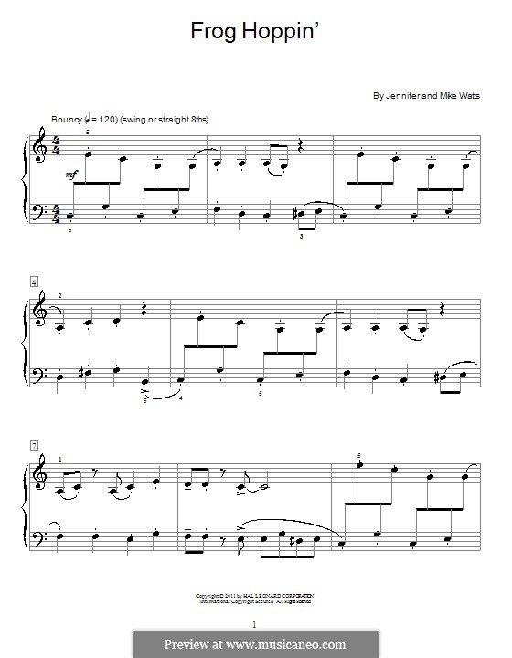 Frog Hoppin': Para Piano by Jennifer Watts