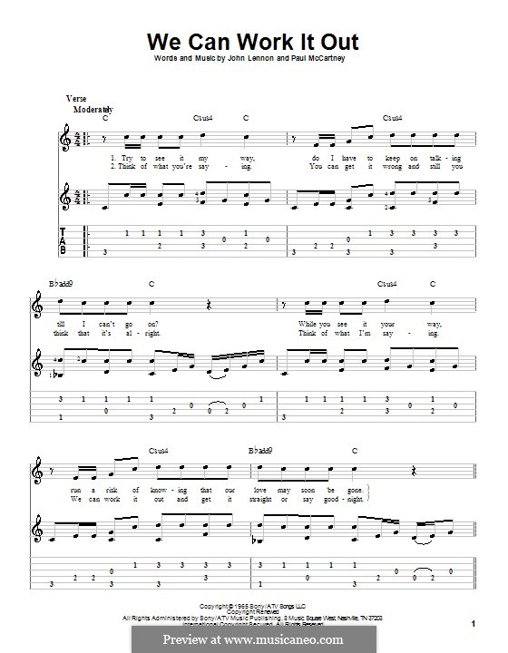 We Can Work it Out (The Beatles): para guitarra com guia (partitura de alta qualidade) by John Lennon, Paul McCartney