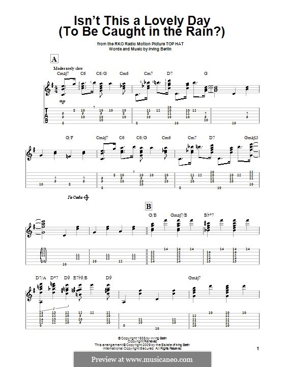 Isn't This a Lovely Day (To Be Caught in the Rain?): Para guitarra com guia by Irving Berlin