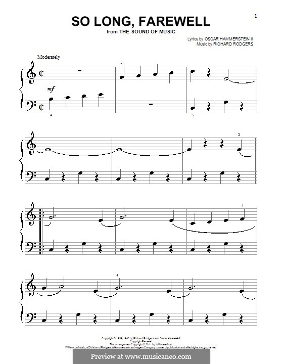 So Long, Farewell (from The Sound of Music): Para Piano by Richard Rodgers