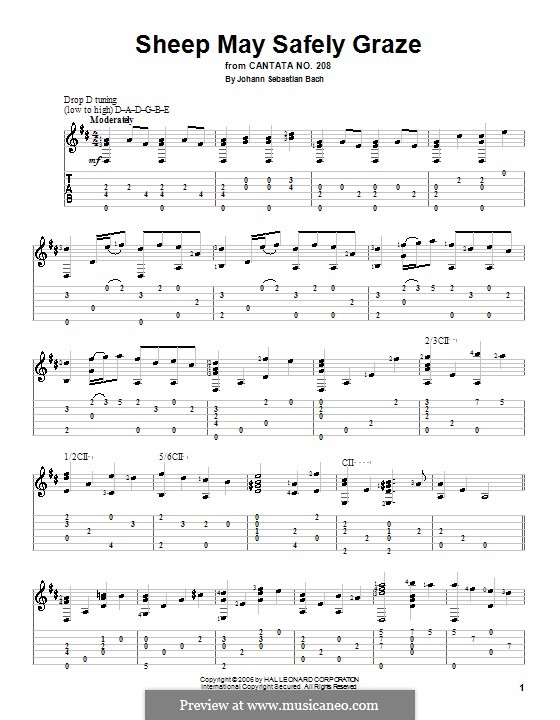 Sheep May Safely Graze (Printable Scores): Para Guitarra by Johann Sebastian Bach