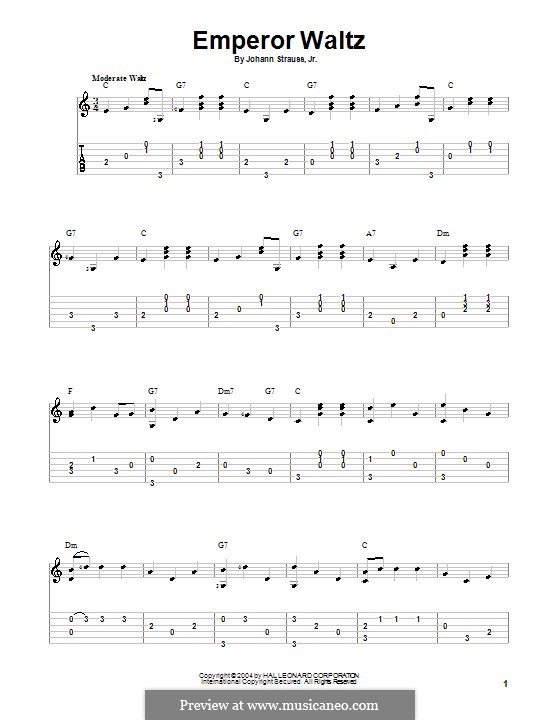 Emperor Waltz, Op.437: Para Guitarra by Johann Strauss (Sohn)