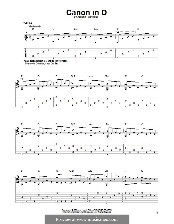 One instrument version: Para Guitarra by Johann Pachelbel