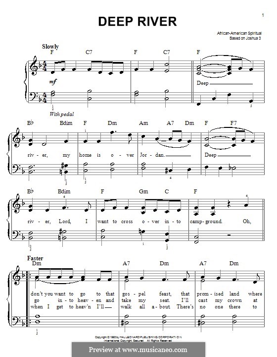 Deep River: Facil para o piano by folklore