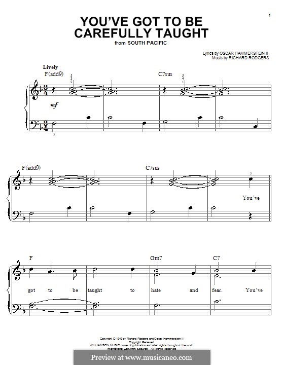 You've Got to Be Carefully Taught: Facil para o piano by Richard Rodgers