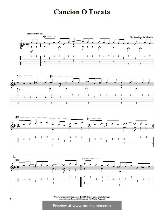 Canción o tocata: Para Guitarra by Santiago de Murcia