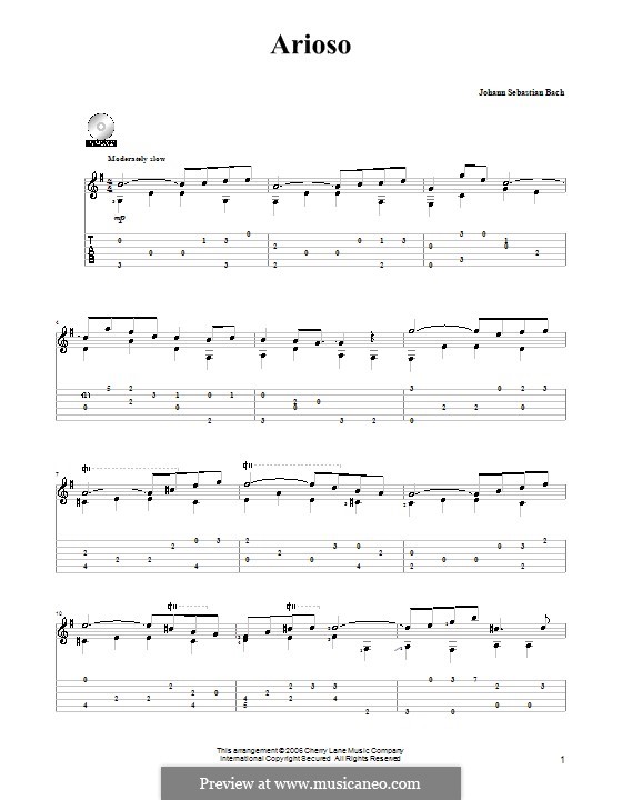 Arioso in G Major: para guitarra (com guia) by Johann Sebastian Bach