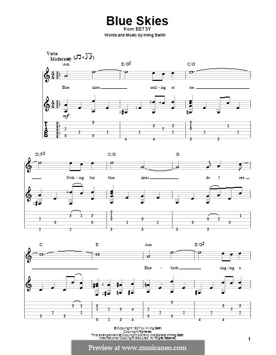 Blue Skies: Para guitarra com guia by Irving Berlin