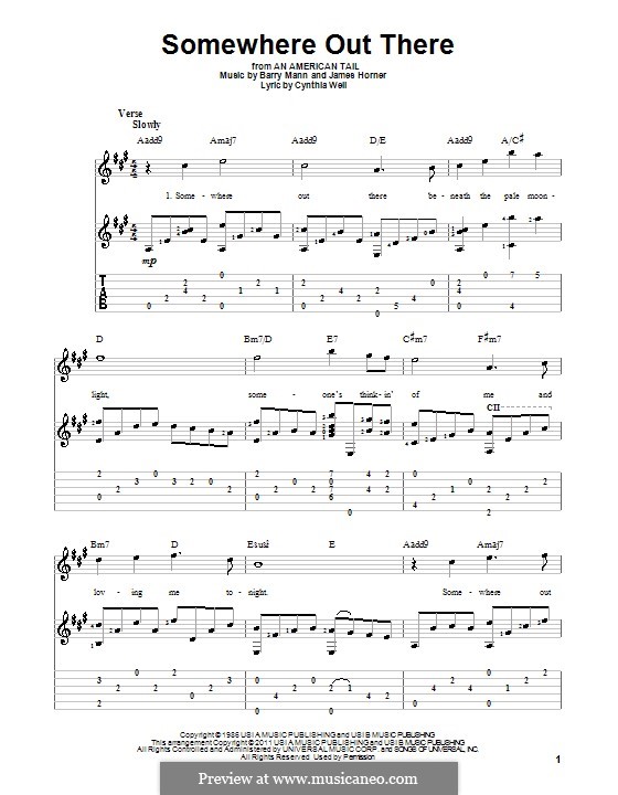 Somewhere Out There (from An American Tail): Para guitarra com guia by Barry Mann, Cynthia Weil, James Horner