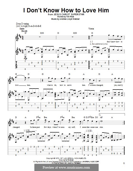 I Don't Know How to Love Him: Para guitarra com guia by Andrew Lloyd Webber