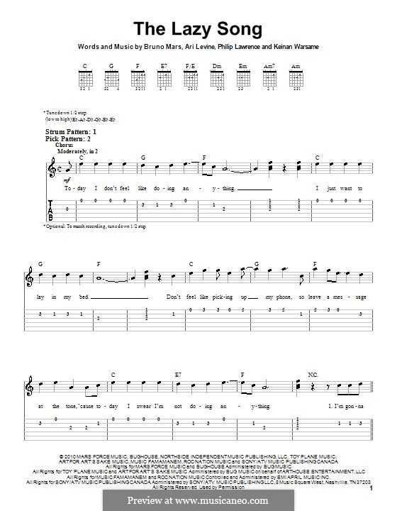 The Lazy Song: Para guitarra (versão facil) by Ari Levine, Keinan Abdi Warsame, Bruno Mars, Philip Lawrence