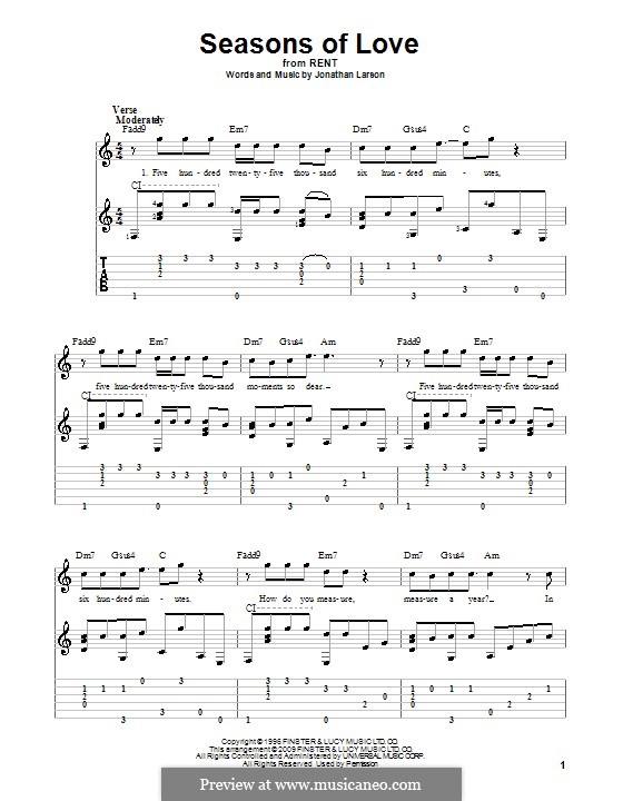 Seasons of Love (from Rent): Para guitarra com guia by Jonathan Larson