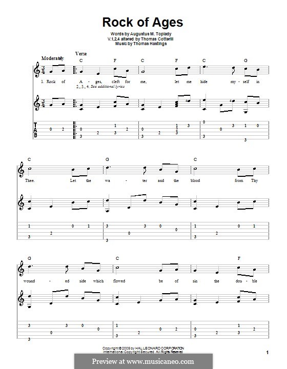 Rock of Ages: Para guitarra com guia by Thomas Hastings