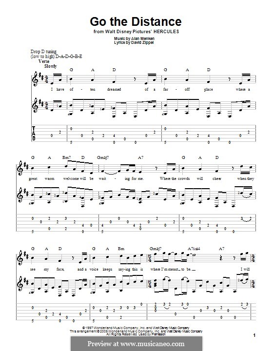 Go the Distance (from Hercules): Para guitarra com guia by Alan Menken