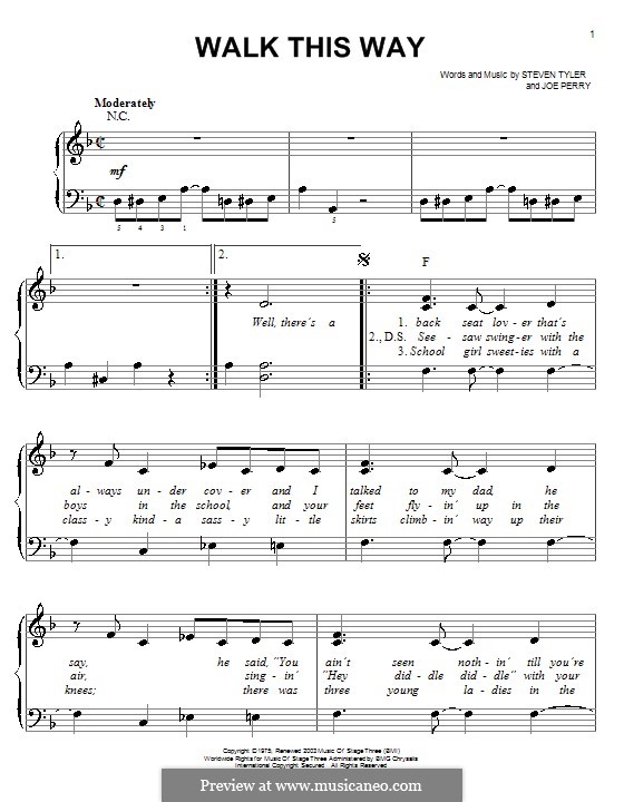 Walk This Way (Aerosmith and Run D.M.C.): Facil para o piano by Joe Perry, Steven Tyler