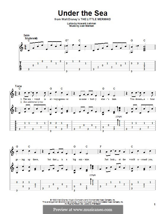 Under the Sea (from The Little Mermaid): Para guitarra com guia by Alan Menken