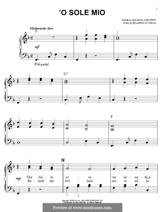 O Sole Mio: Para Piano by Eduardo di Capua