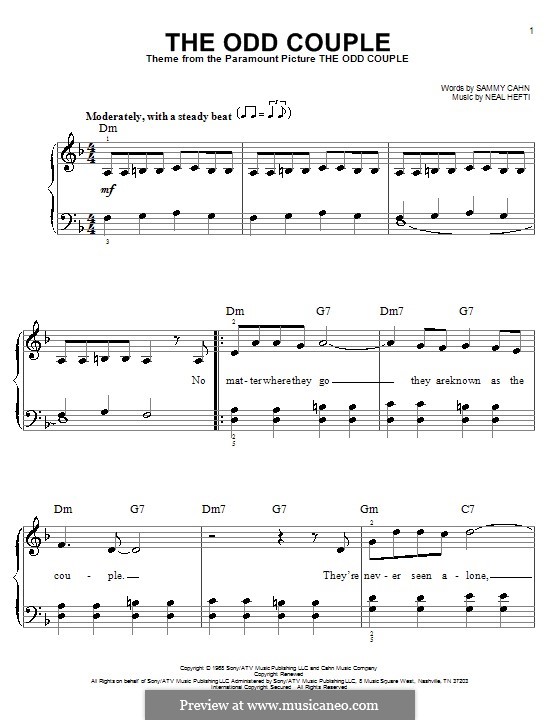 Theme from The Odd Couple: Facil para o piano by Neal Hefti