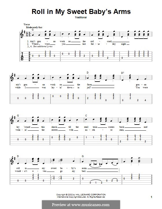 Roll in My Sweet Baby's Arms: Para guitarra com guia by folklore