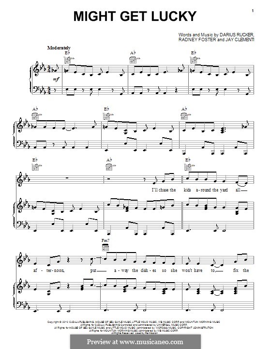 Might Get Lucky: Para vocais e piano (ou Guitarra) by Jay Clementi, Radney Foster