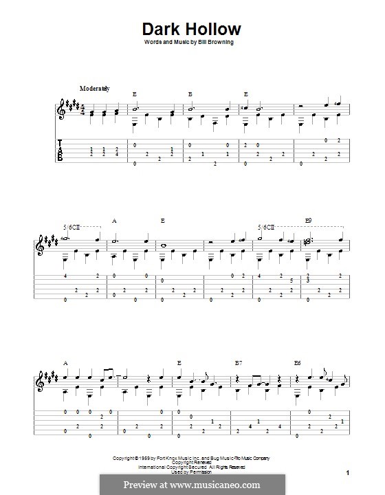 Dark Hollow (The Grateful Dead): Para guitarra com guia by Bill Browning