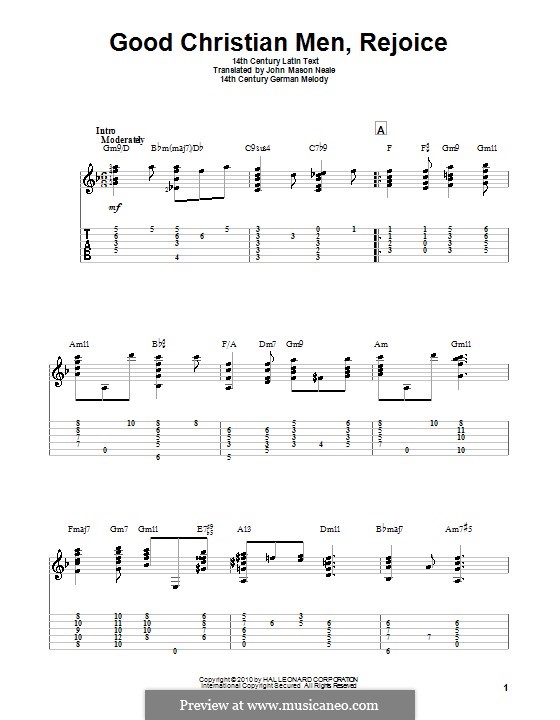 Good Christian Men, Rejoice: Para Guitarra by folklore