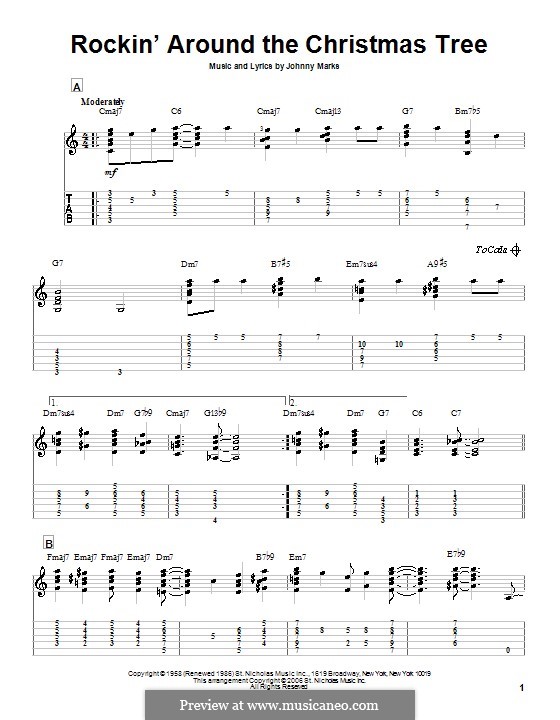 Rockin' Around the Christmas Tree: Para guitarra com guia by Johnny Marks
