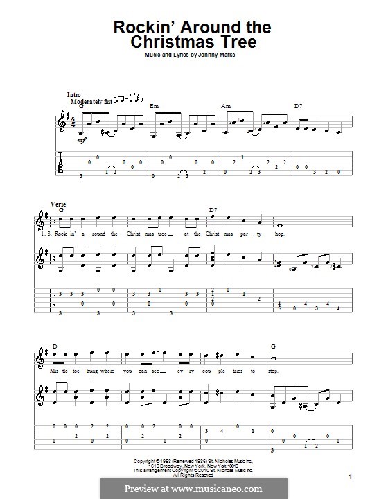 Rockin' Around the Christmas Tree: Para guitarra com guia by Johnny Marks