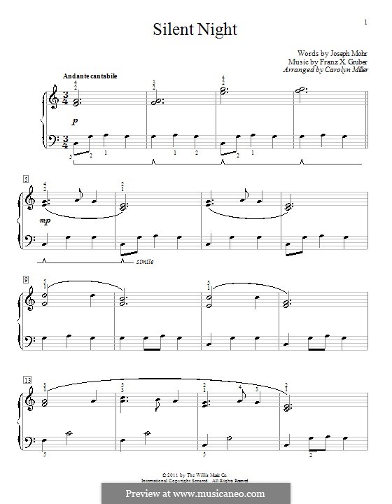 Piano version: para dedilhado by Franz Xaver Gruber