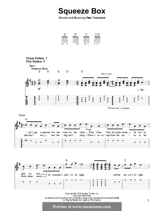 Squeeze Box (The Who): Para guitarra (versão facil) by Peter Townshend