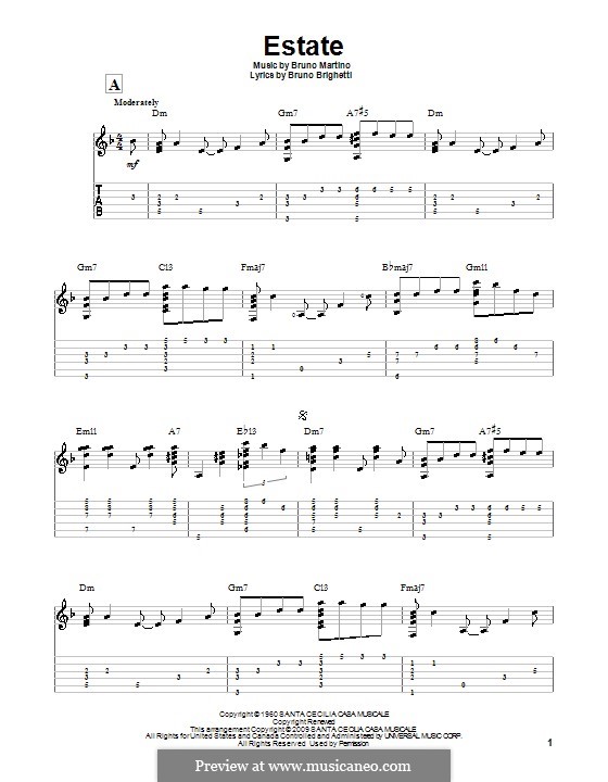 Estate: Para guitarra com guia by Bruno Martino