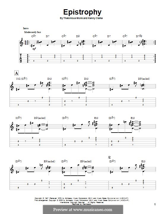 Epistrophy (Thelonious Monk): Para guitarra com guia by Kenny Clarke