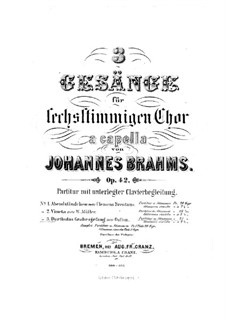 Three Songs, Op.42: set completo by Johannes Brahms
