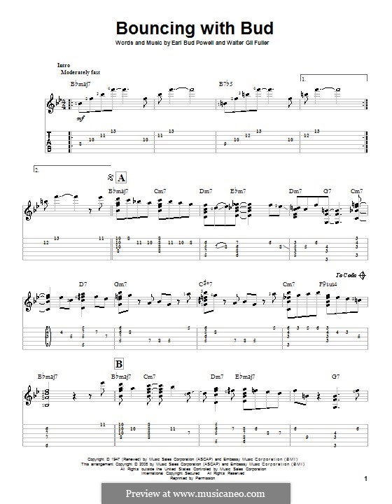 Bouncing with Bud: Para guitarra com guia by Bud Powell, Walter Gil Fuller