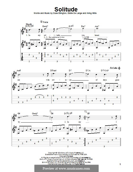 Solitude: Para guitarra com guia by Irving Mills, Duke Ellington, Eddie De Lange