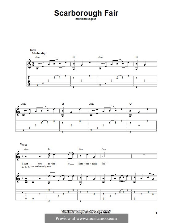 Scarborough Fair (Ptintable scores): Para guitarra com guia by folklore