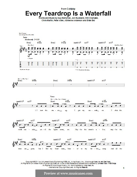 Every Teardrop is a Waterfall (Coldplay): Para guitarra com guia by Adrienne Anderson, Brian Eno, Chris Martin, Guy Berryman, Jonny Buckland, Peter Allen, Will Champion