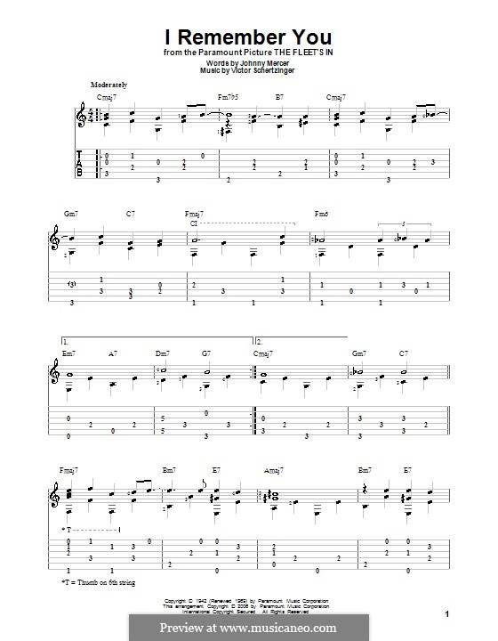 I Remember You (Diana Krall): Para guitarra com guia by Victor Schertzinger