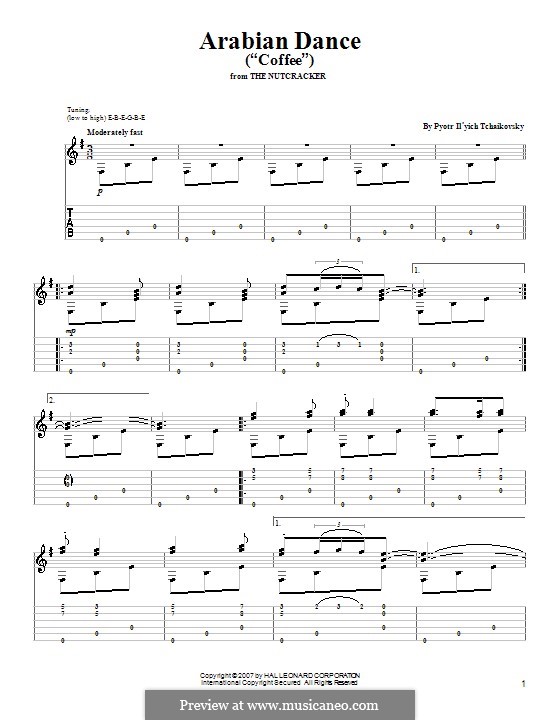 No.5 Arabian Dance: Para Guitarra by Pyotr Tchaikovsky