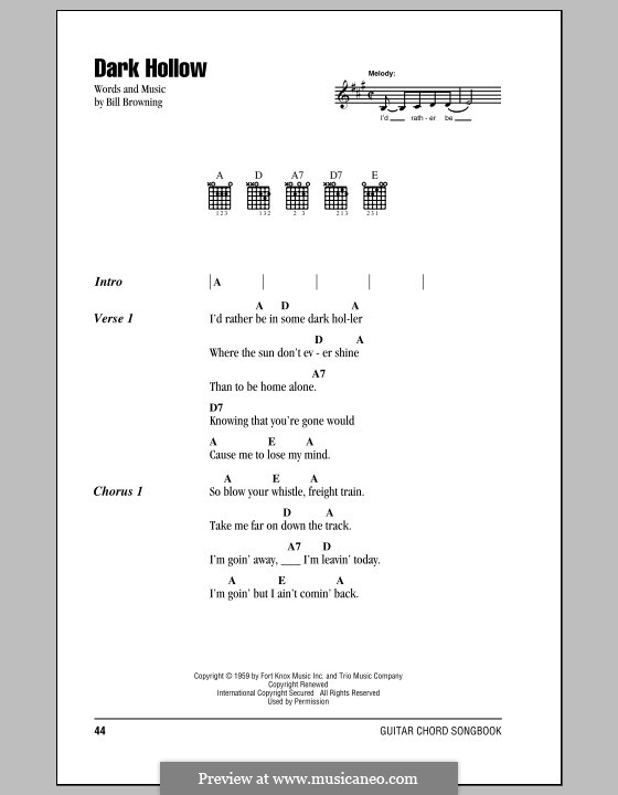 Dark Hollow (The Grateful Dead): Letras e Acordes by Bill Browning